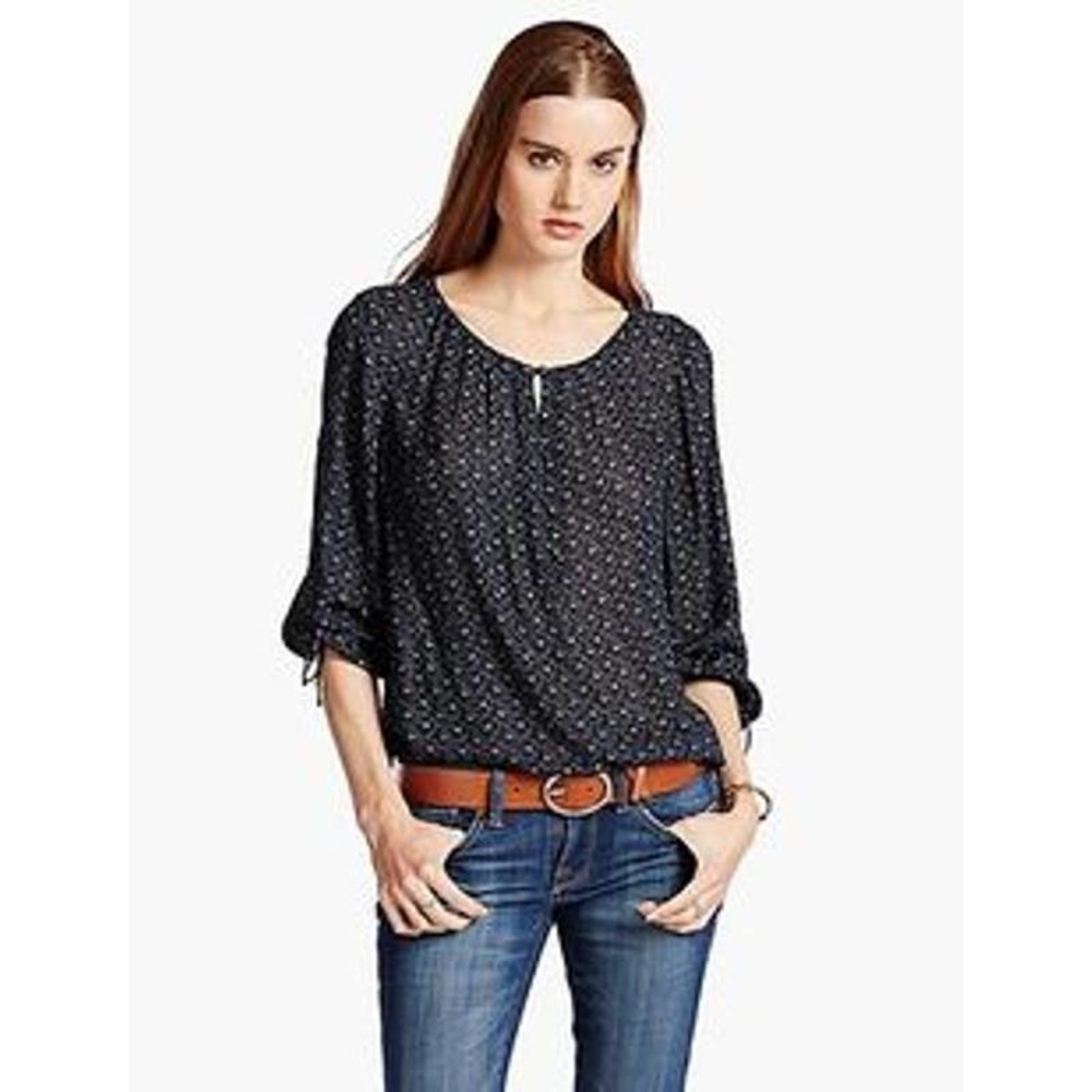 Lucky Brand Indigo Vine Long Sleeve Blouse